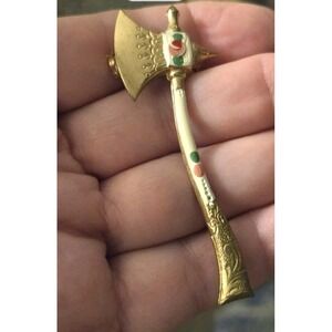 Axe Brooch Vintage Metal Enamel  Pin